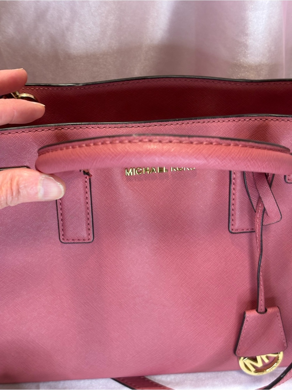 Michael Kors Rose Pink Saffiano Leather Satchel with Gold Hardware - Picture 9 of 10